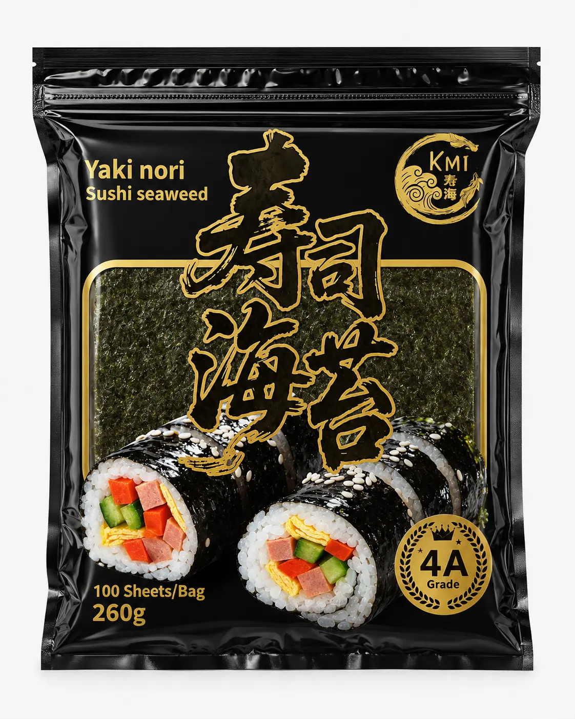 Komichiwa / KMI Roasted Seaweed 4A, 100pcs 250g | 中国寿司紫菜4A, 100张/250克/包