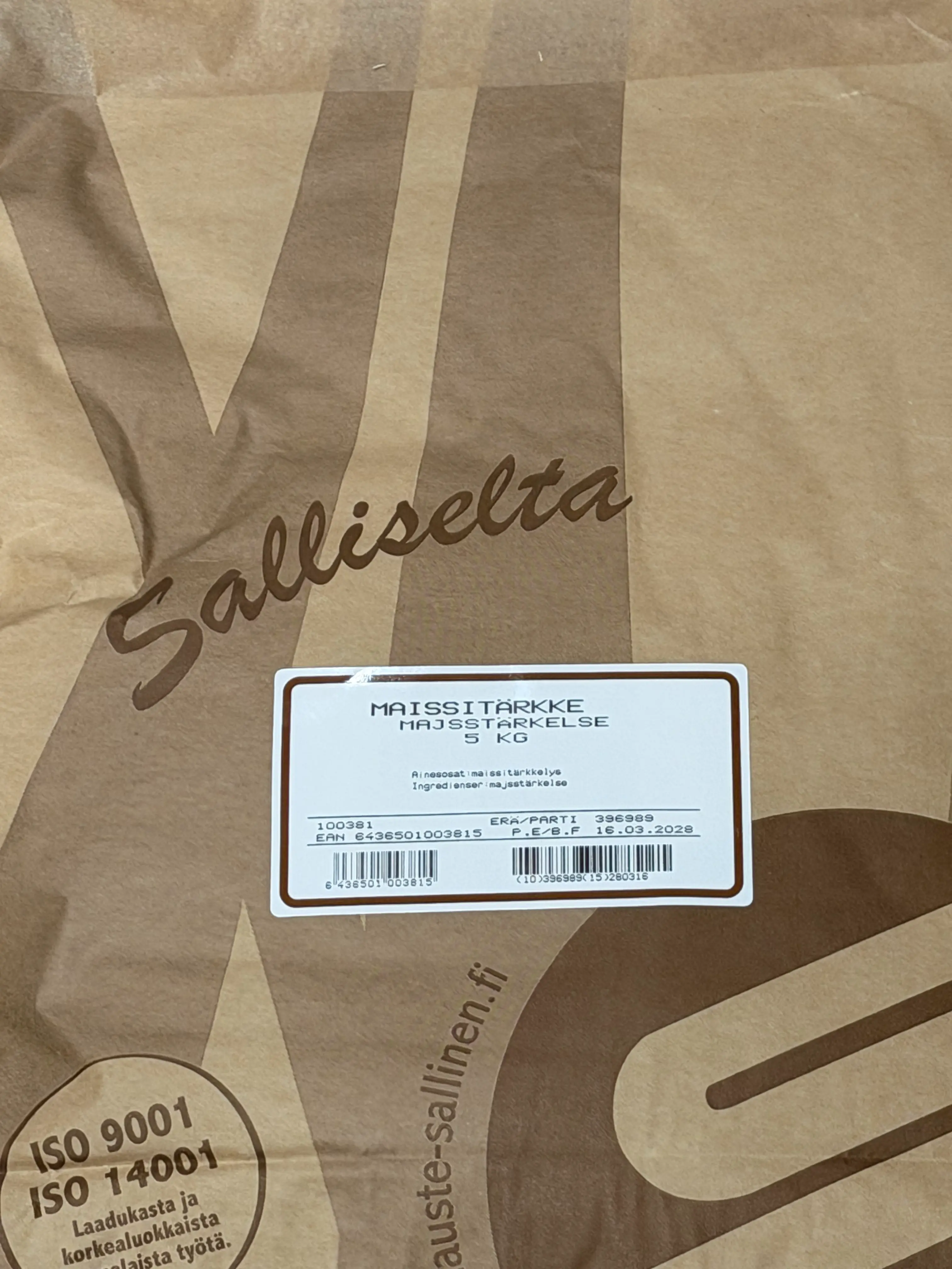 Salliselta 玉米淀粉 5kg | Salliselta Corn Starch 5kg