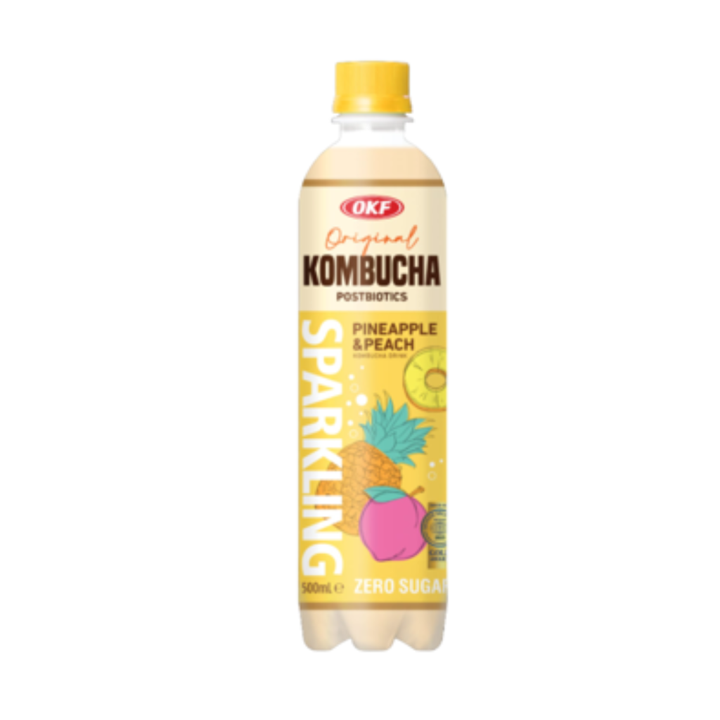 OKF Kombucha Sparkling Drink Pineapple Peach Flavor 500ml丨OKF 康普茶气泡饮料 菠萝蜜桃味 500ml