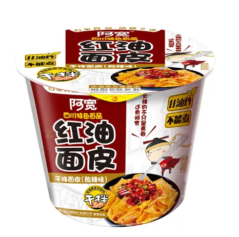 AK Noodles Red Oil Sour Spicy Flavor Bowl 115g | 阿宽 红油面皮 酸辣味 碗装 115g