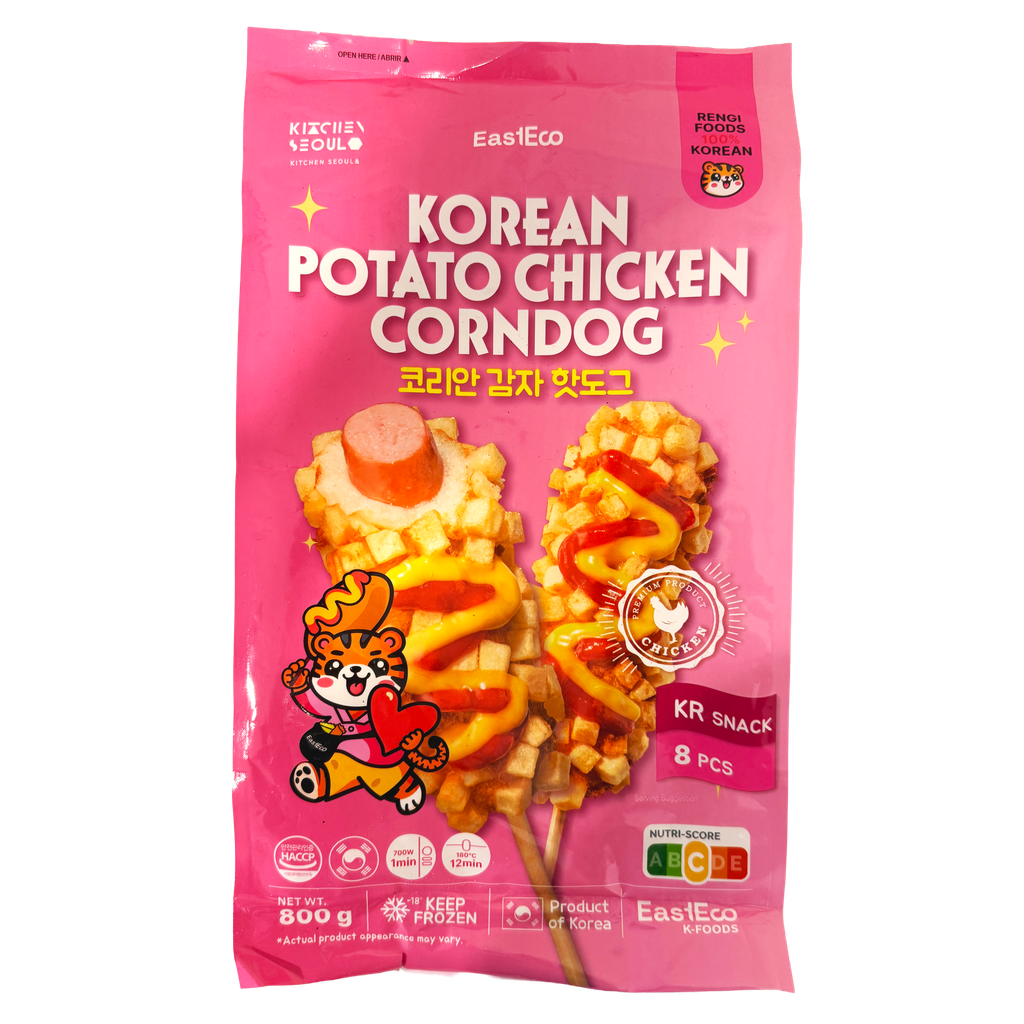 RENGI STREETFOOD Korean Potato Chicken Corndog 800g(8 pcs) | RENGI STREETFOOD 韩式土豆鸡肉热狗棒 800g(8根装)
