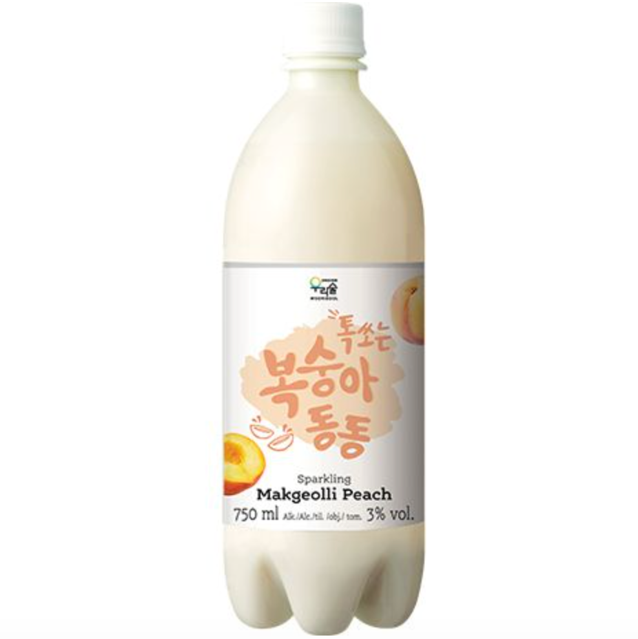 Woorisool 韩国米酒 酒精度 3% vol. 蜜桃味 750ml | Woorisool Korean Rice Wine Makgeolli 3% Alc. Peach Flavor 750ml