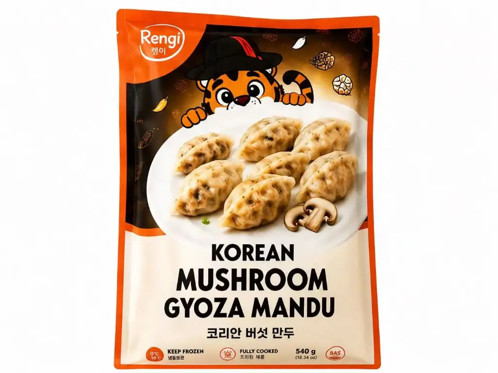 RENGI STREETFOOD Mandu Gyoza Mushroom Flavor 595g | RENGI STREETFOOD 韩式饺子 蘑菇味 595g