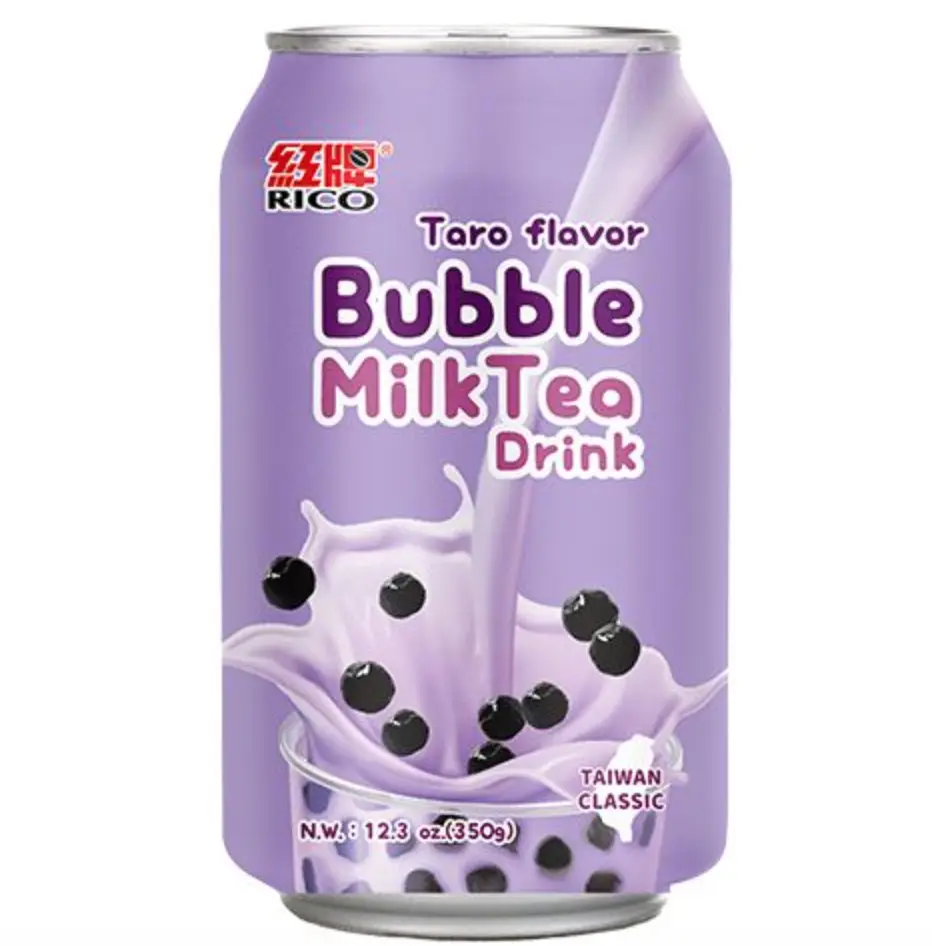 RICO Bubble Milk Tea Drink Taro Flavor 340ml | 红牌 珍珠奶茶 香芋味 340ml